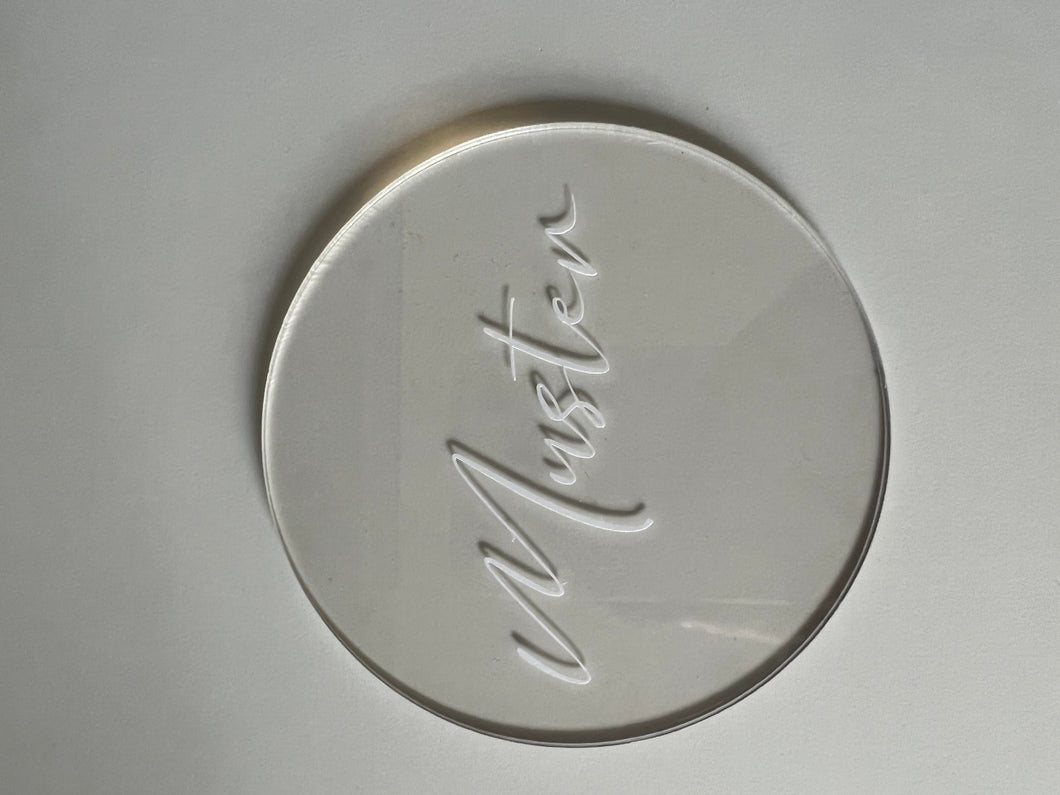 Namensschild Acrylglas, rund, 10cm